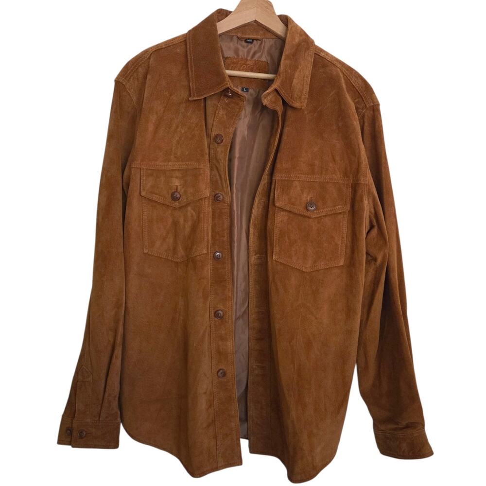 Alegre Uomo Adler Collection Leather Suede Camel Brown Western Jacket LARGE Mens